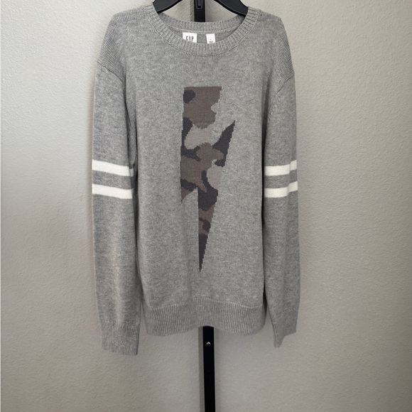 GAP Other - GAP Gray Sweater with Camouflage Lightning Bolt